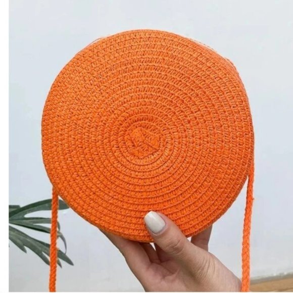 Handbags - Mini  Orange Straw Bag